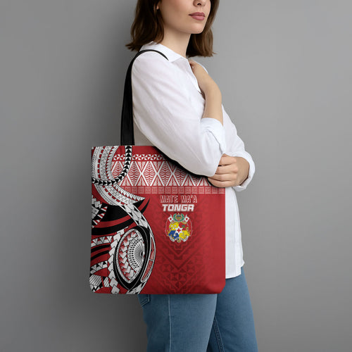 Mate Ma'a Tonga Rugby Kupesi Motifs Tote Bag Red Waves