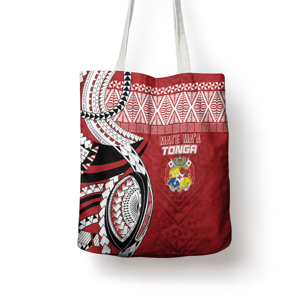 Mate Ma'a Tonga Rugby Kupesi Motifs Tote Bag Red Waves