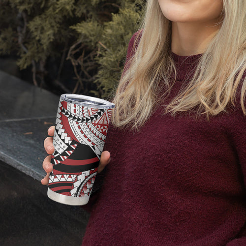 Mate Ma'a Tonga Rugby Kupesi Motifs Tumbler Cup Red Waves