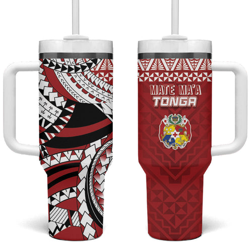 Mate Ma'a Tonga Rugby Kupesi Motifs Tumbler With Handle Red Waves