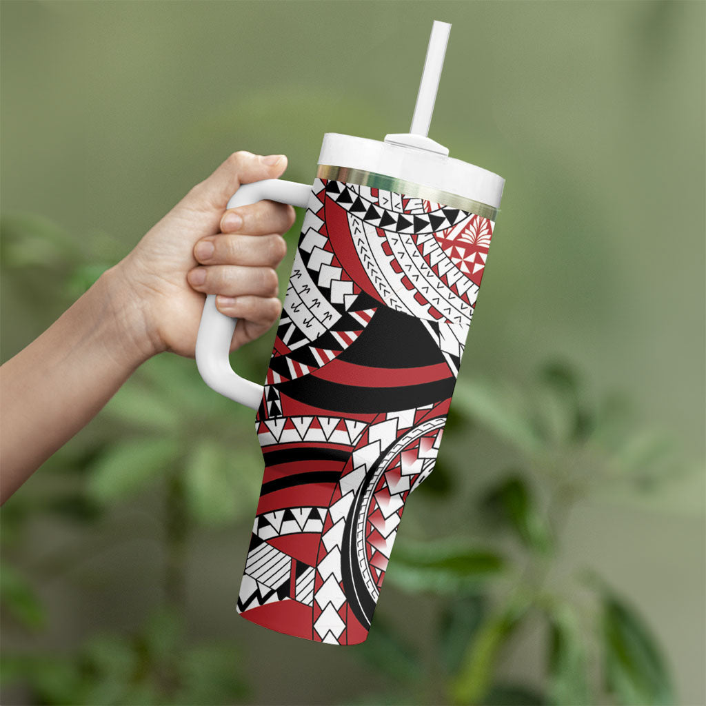 Mate Ma'a Tonga Rugby Kupesi Motifs Tumbler With Handle Red Waves