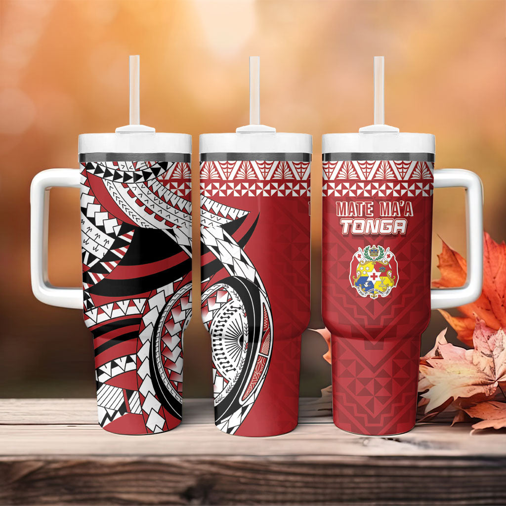 Mate Ma'a Tonga Rugby Kupesi Motifs Tumbler With Handle Red Waves