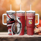 Mate Ma'a Tonga Rugby Kupesi Motifs Tumbler With Handle Red Waves