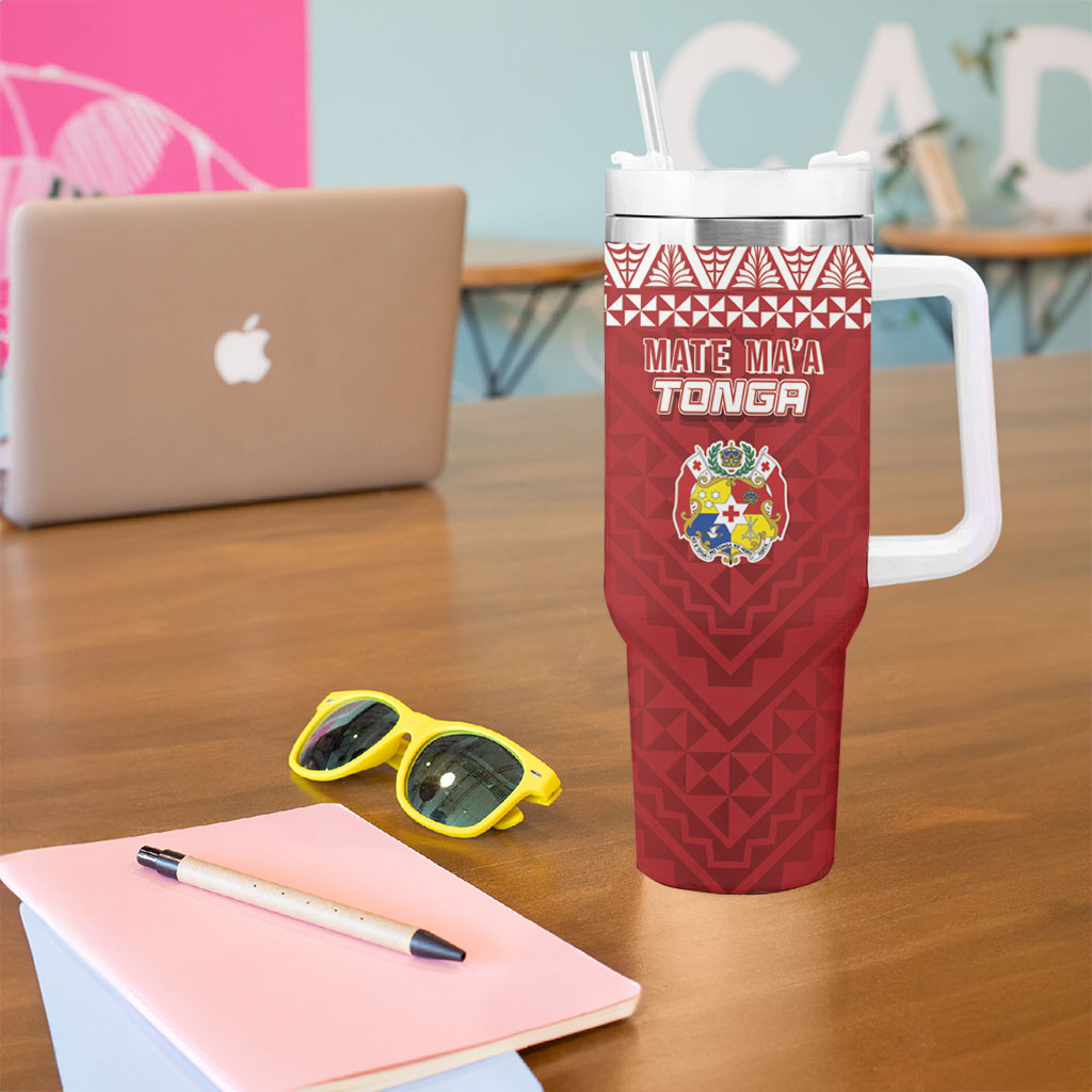 Mate Ma'a Tonga Rugby Kupesi Motifs Tumbler With Handle Red Waves