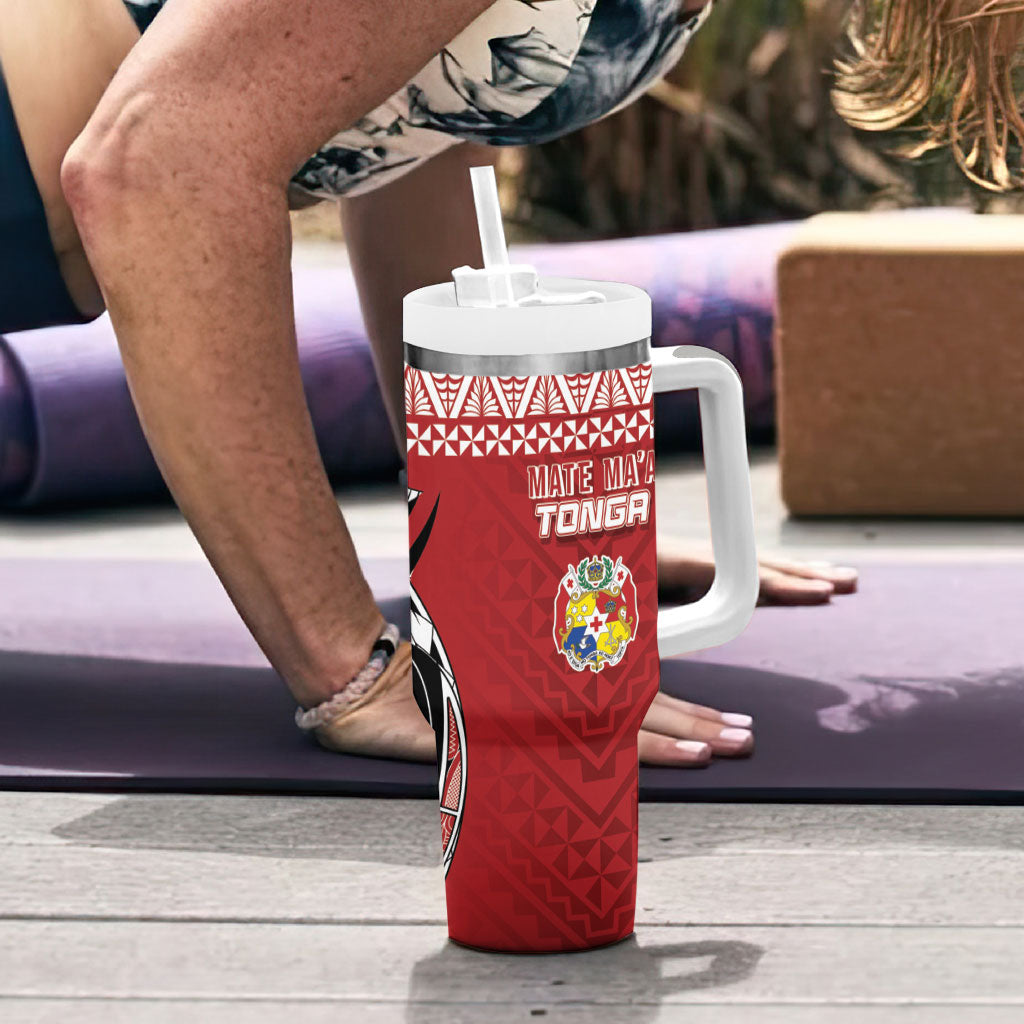 Mate Ma'a Tonga Rugby Kupesi Motifs Tumbler With Handle Red Waves