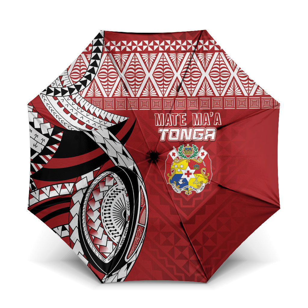 Mate Ma'a Tonga Rugby Kupesi Motifs Umbrella Red Waves