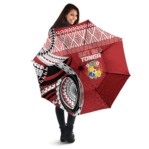 Mate Ma'a Tonga Rugby Kupesi Motifs Umbrella Red Waves