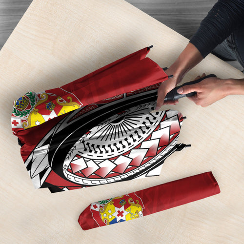 Mate Ma'a Tonga Rugby Kupesi Motifs Umbrella Red Waves
