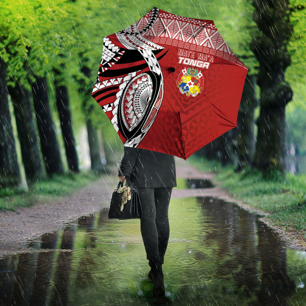Mate Ma'a Tonga Rugby Kupesi Motifs Umbrella Red Waves