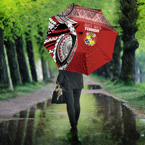 Mate Ma'a Tonga Rugby Kupesi Motifs Umbrella Red Waves