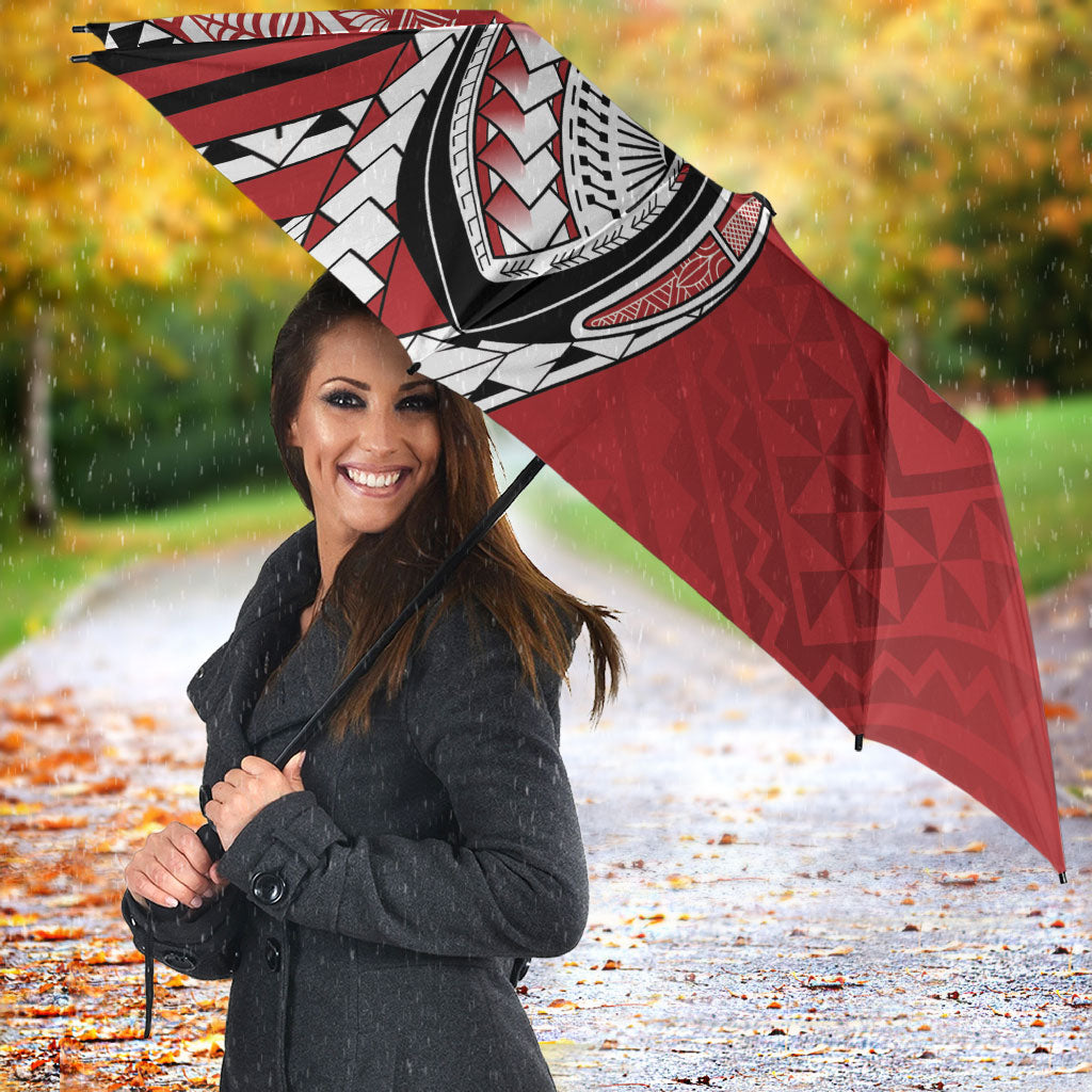 Mate Ma'a Tonga Rugby Kupesi Motifs Umbrella Red Waves