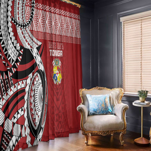 Mate Ma'a Tonga Rugby Kupesi Motifs Window Curtain Red Waves