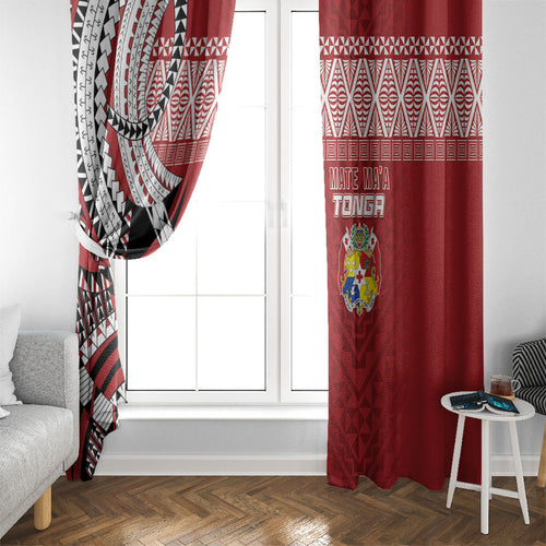 Mate Ma'a Tonga Rugby Kupesi Motifs Window Curtain Red Waves