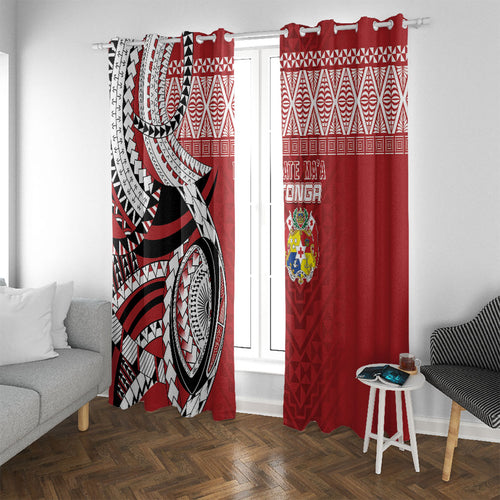 Mate Ma'a Tonga Rugby Kupesi Motifs Window Curtain Red Waves