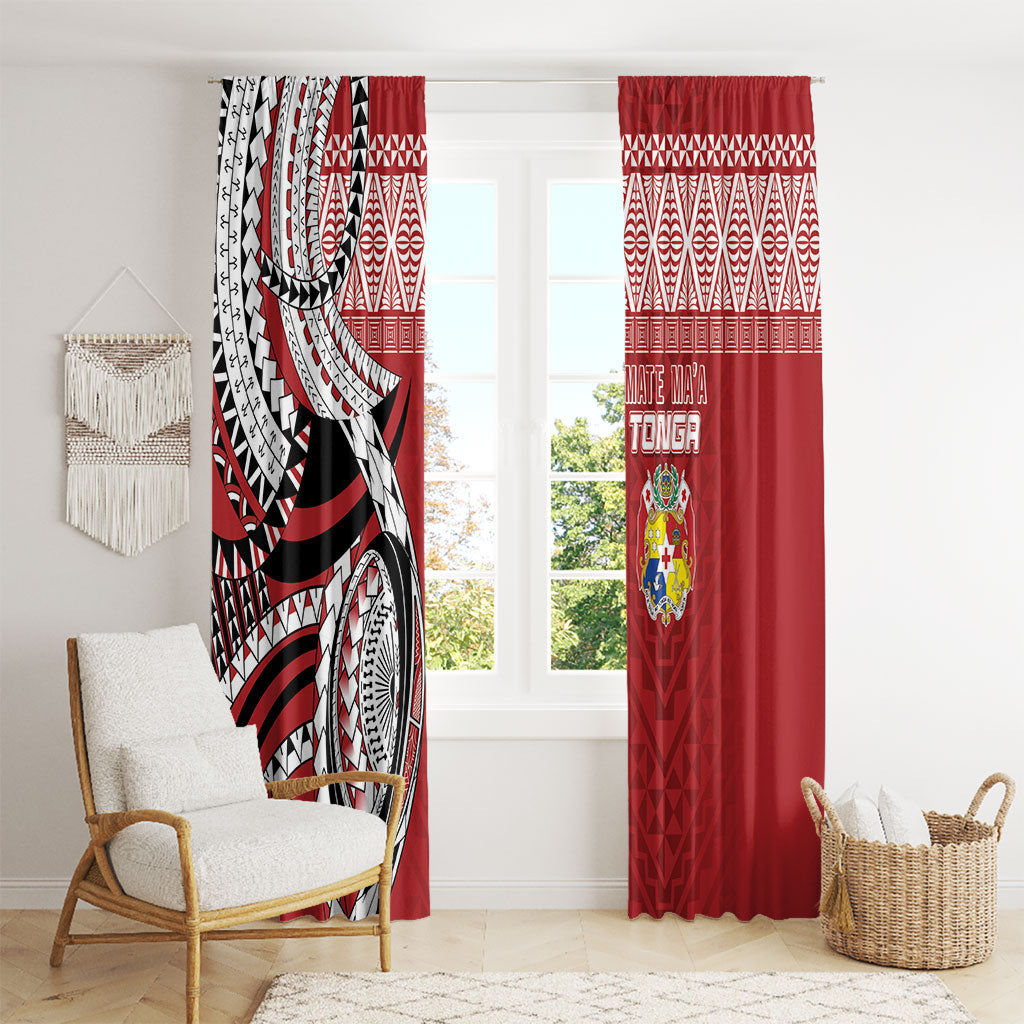 Mate Ma'a Tonga Rugby Kupesi Motifs Window Curtain Red Waves