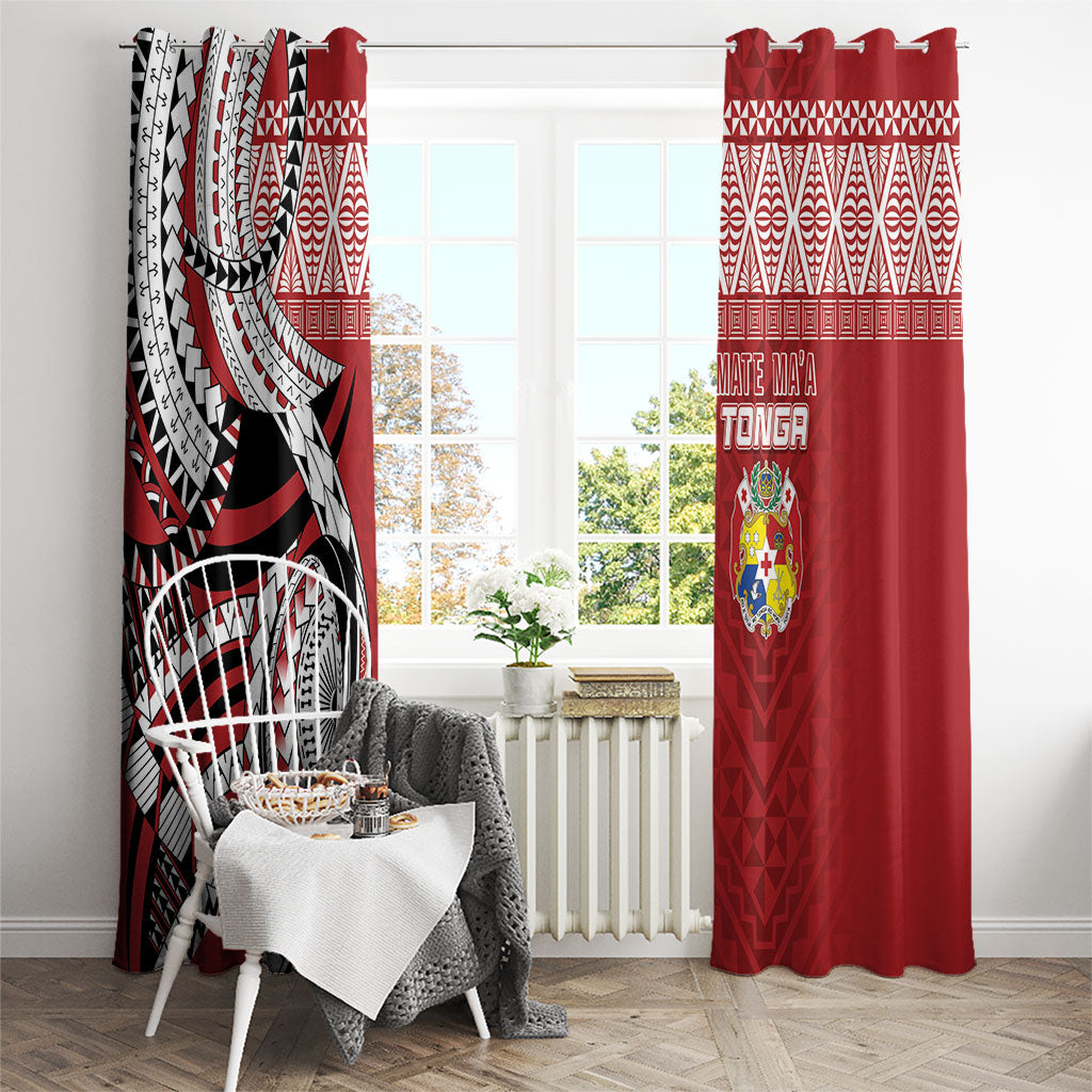 Mate Ma'a Tonga Rugby Kupesi Motifs Window Curtain Red Waves