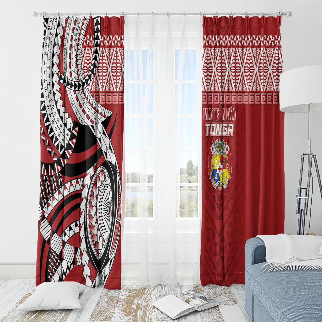 Mate Ma'a Tonga Rugby Kupesi Motifs Window Curtain Red Waves