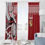 Mate Ma'a Tonga Rugby Kupesi Motifs Window Curtain Red Waves