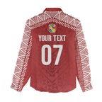 Mate Ma'a Tonga Rugby Custom Kupesi Motifs Women Casual Shirt Red Waves