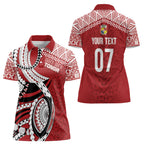 Mate Ma'a Tonga Rugby Custom Kupesi Motifs Women Polo Shirt Red Waves
