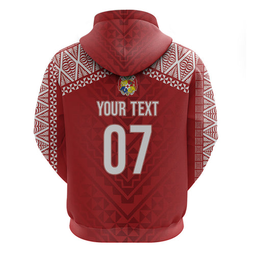 Mate Ma'a Tonga Rugby Custom Kupesi Motifs Zip Hoodie Red Waves