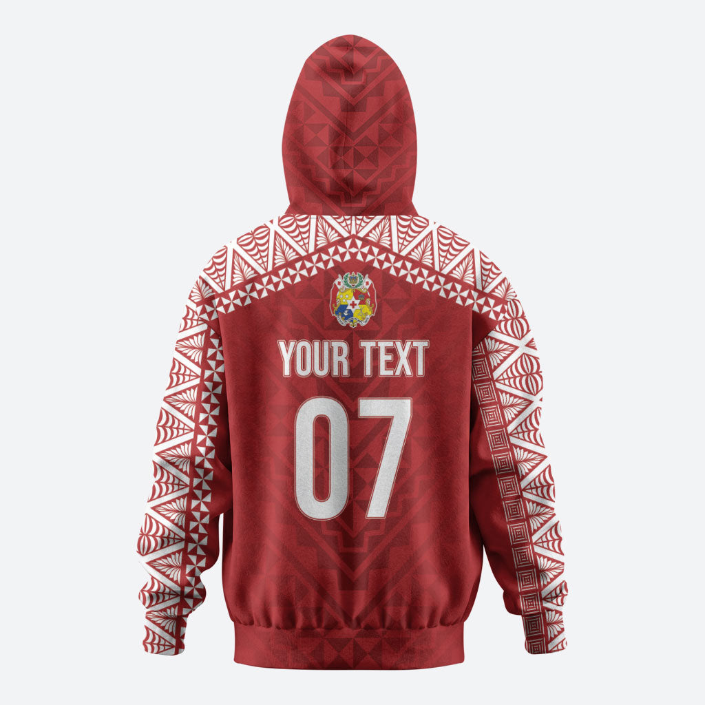 Mate Ma'a Tonga Rugby Custom Kupesi Motifs Zip Hoodie Red Waves