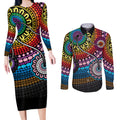 australia-lgbtq-history-month-couples-matching-long-sleeve-bodycon-dress-and-long-sleeve-button-shirts-indigenous-rainbows-pride-be-you