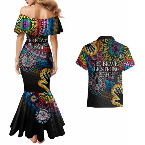 australia-lgbtq-history-month-couples-matching-mermaid-dress-and-hawaiian-shirt-indigenous-rainbows-pride-be-you