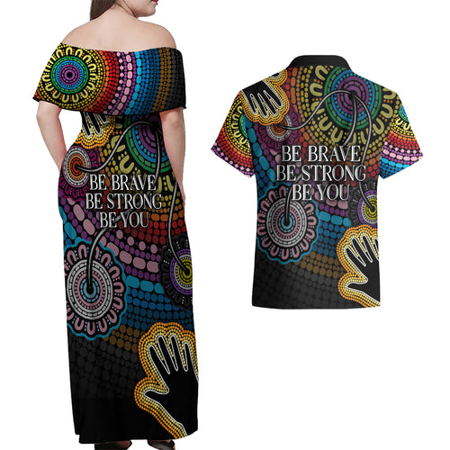 australia-lgbtq-history-month-couples-matching-off-shoulder-maxi-dress-and-hawaiian-shirt-indigenous-rainbows-pride-be-you