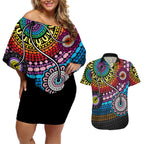 australia-lgbtq-history-month-couples-matching-off-shoulder-short-dress-and-hawaiian-shirt-indigenous-rainbows-pride-be-you