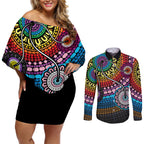 australia-lgbtq-history-month-couples-matching-off-shoulder-short-dress-and-long-sleeve-button-shirts-indigenous-rainbows-pride-be-you