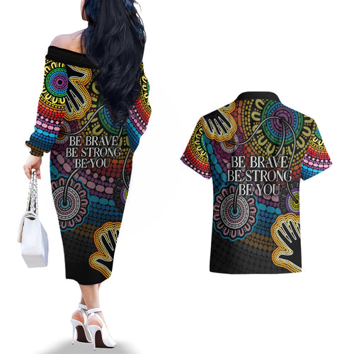 australia-lgbtq-history-month-couples-matching-off-the-shoulder-long-sleeve-dress-and-hawaiian-shirt-indigenous-rainbows-pride-be-you