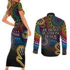 australia-lgbtq-history-month-couples-matching-short-sleeve-bodycon-dress-and-long-sleeve-button-shirts-indigenous-rainbows-pride-be-you