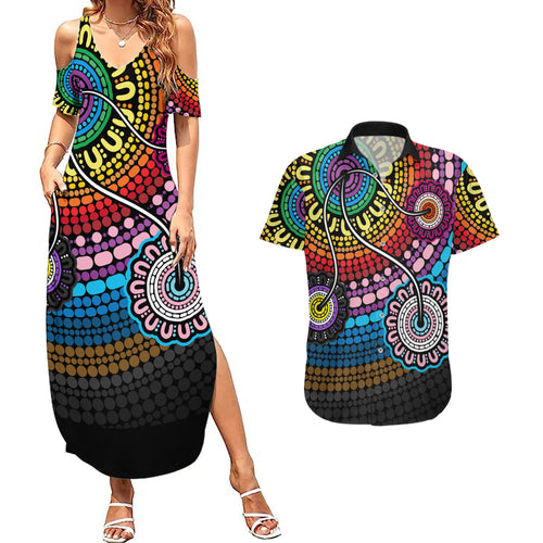 australia-lgbtq-history-month-couples-matching-summer-maxi-dress-and-hawaiian-shirt-indigenous-rainbows-pride-be-you
