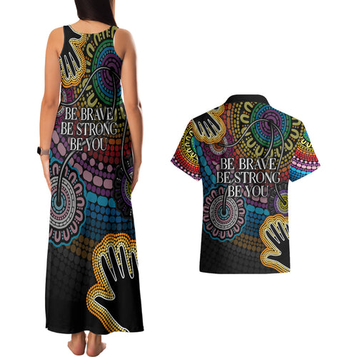 australia-lgbtq-history-month-couples-matching-tank-maxi-dress-and-hawaiian-shirt-indigenous-rainbows-pride-be-you