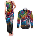 australia-lgbtq-history-month-couples-matching-tank-maxi-dress-and-long-sleeve-button-shirts-indigenous-rainbows-pride-be-you