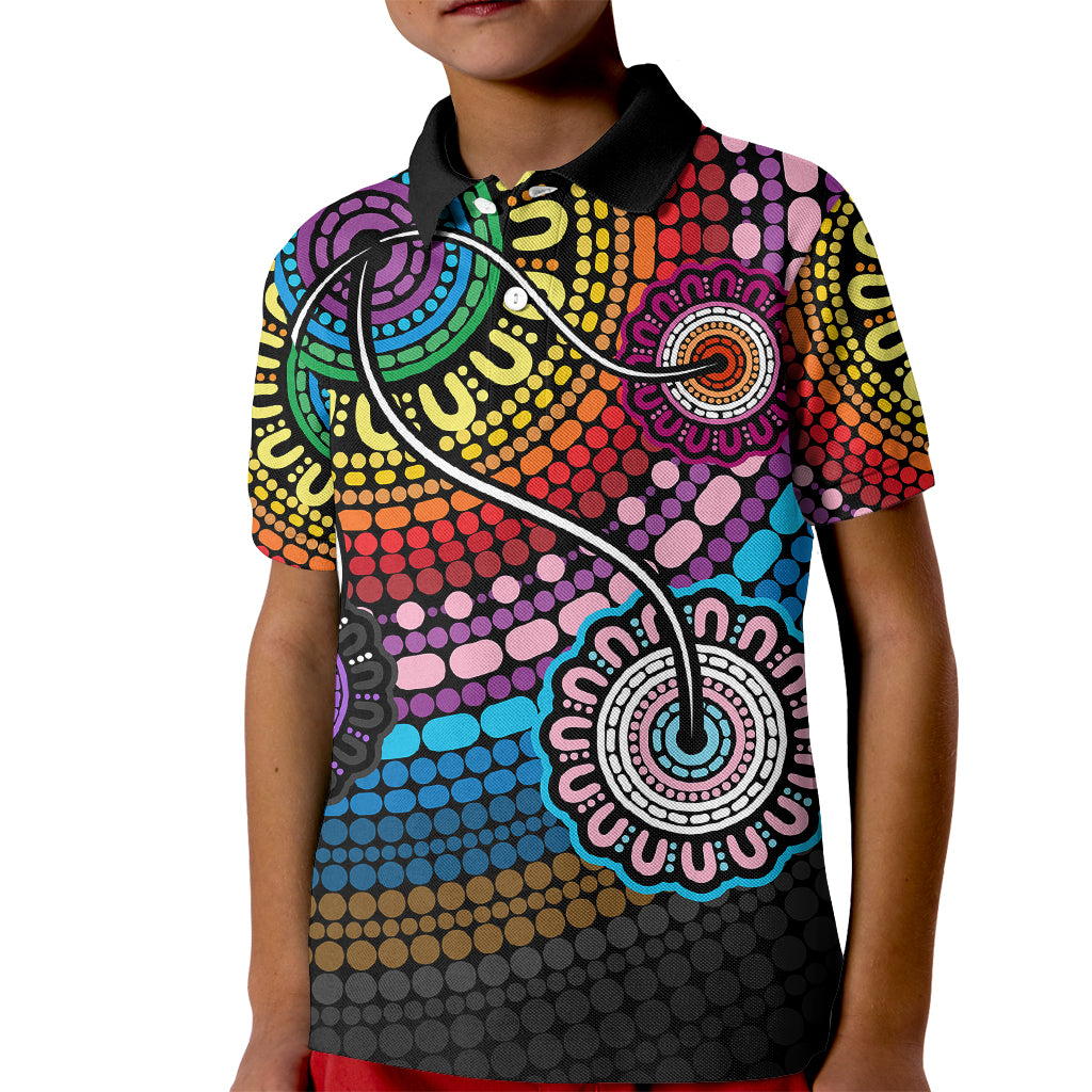 australia-lgbtq-history-month-kid-polo-shirt-indigenous-rainbows-pride-be-you