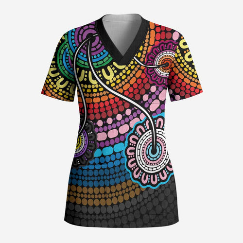 Australia LGBTQ+ History Month Scrub Top Indigenous Rainbows Pride Be You - Aussie Hoodie