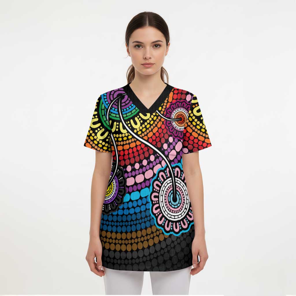 Australia LGBTQ+ History Month Scrub Top Indigenous Rainbows Pride Be You - Aussie Hoodie