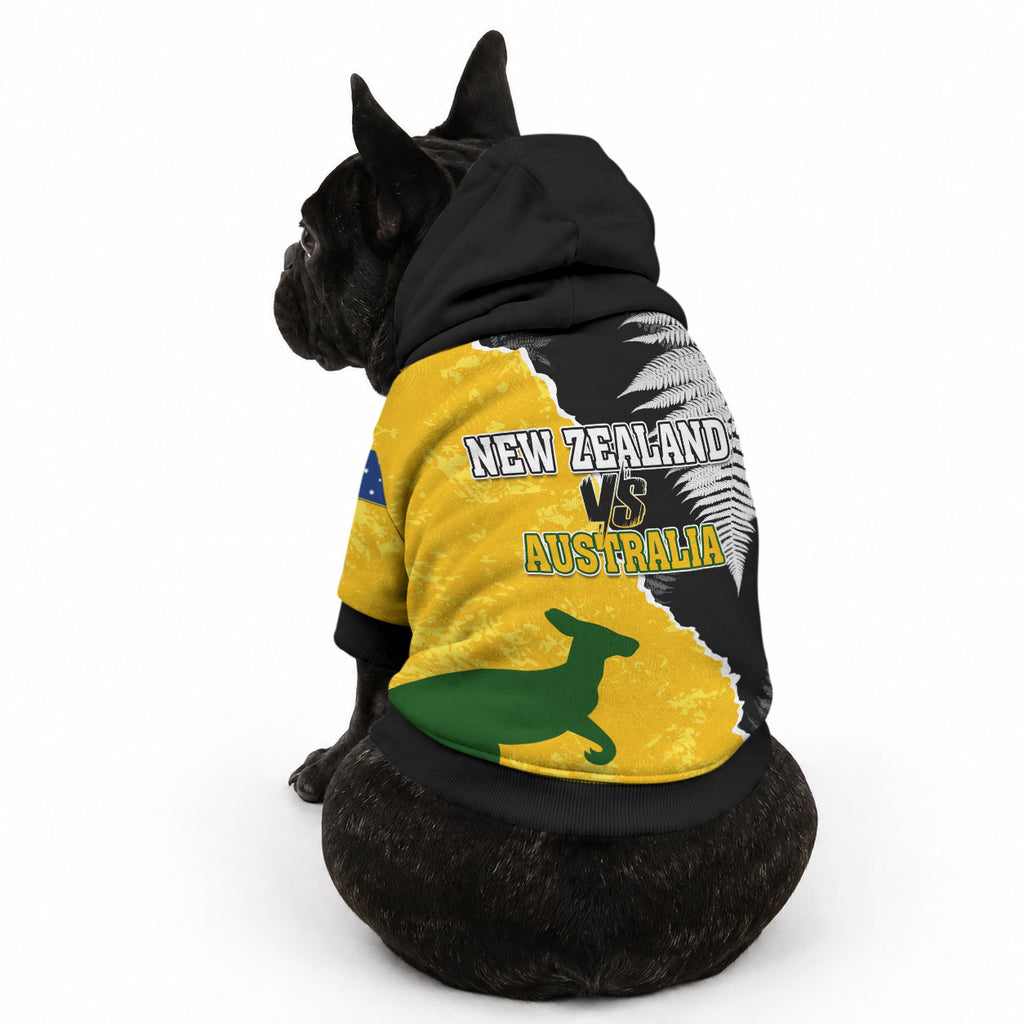 Australia New Zealand Mix Rugby Pet Hoodie Wallabies Versus Silver Fern Sporty Basic