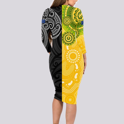 personalised-australia-rugby-mix-new-zealands-rugby-long-sleeve-bodycon-dress-indigenous-half-half-style
