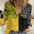 Personalised Australia Rugby Mix New Zealands Rugby Women Casual Shirt Indigenous Half-Half Style LT7