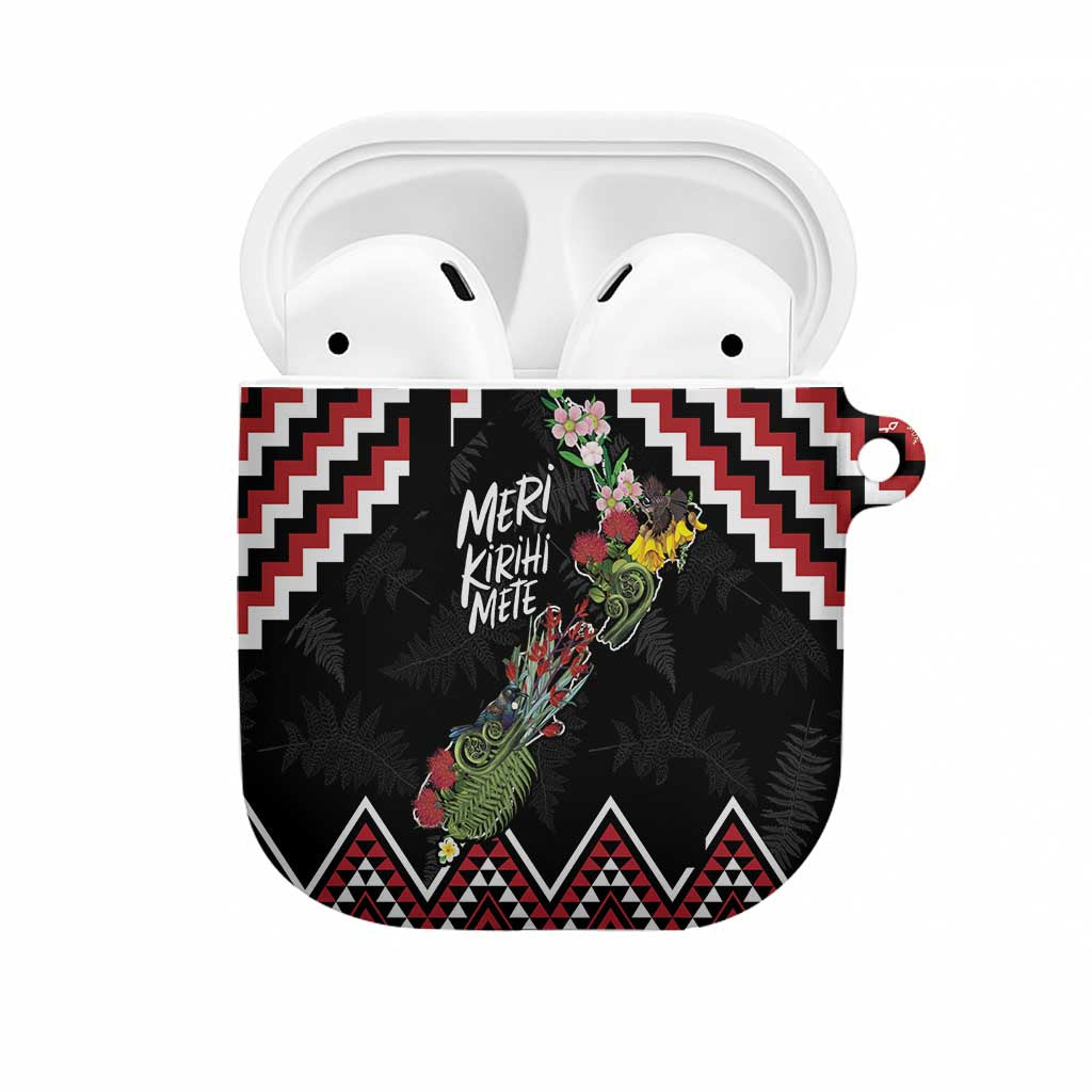 New Zealand Christmas Taniko Poutama AirPods Case Flora Map with Birds - Aussie Hoodie
