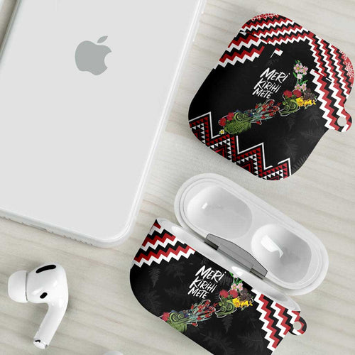 New Zealand Christmas Taniko Poutama AirPods Case Flora Map with Birds - Aussie Hoodie