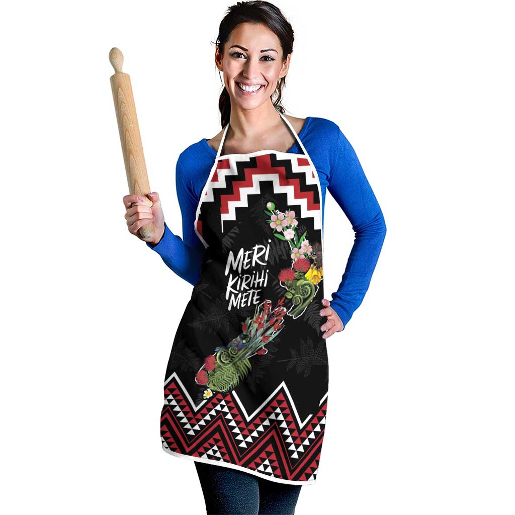 New Zealand Christmas Taniko Poutama Apron Flora Map with Birds - Aussie Hoodie