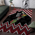 New Zealand Christmas Taniko Poutama Area Rug Flora Map with Birds - Aussie Hoodie