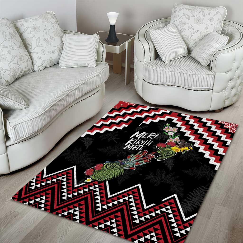 New Zealand Christmas Taniko Poutama Area Rug Flora Map with Birds - Aussie Hoodie