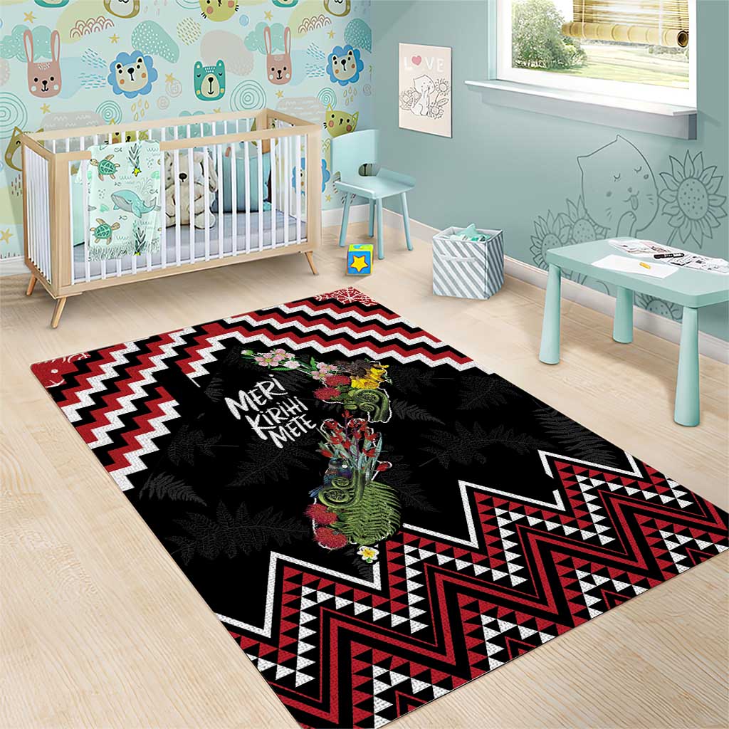 New Zealand Christmas Taniko Poutama Area Rug Flora Map with Birds - Aussie Hoodie