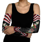 New Zealand Christmas Taniko Poutama Arm Sleeves Flora Map with Birds - Aussie Hoodie