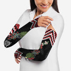 New Zealand Christmas Taniko Poutama Arm Sleeves Flora Map with Birds - Aussie Hoodie